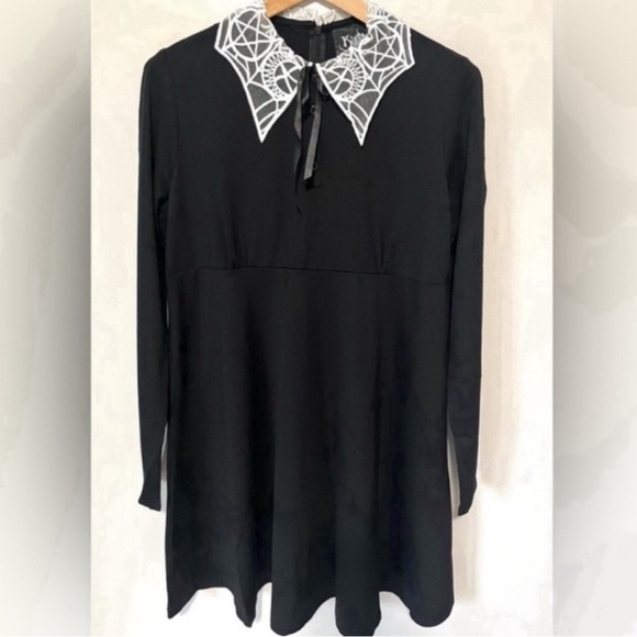 Killstar Dresses & Skirts - Killstar Charmed School Dress Black White Lace Collar Wednesday Addams Size XXL
